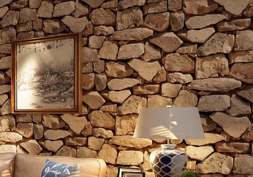 Imagen 2 de 3 de Papel Tapiz Wp54003 Piedra Textura Ladrillos Moderno 3d
