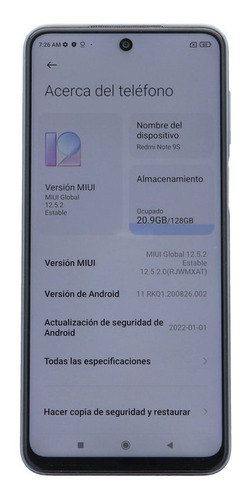 Imagen 2 de 6 de Telefono Xiaomi Redmi Note 9s