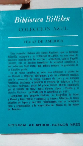 Historia Del Himno Nacional Fagnilli Fuentes Billiken Atlant (Usado)