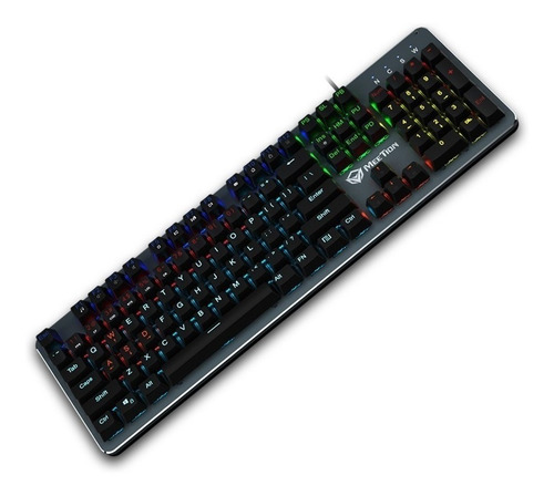Imagen 5 de 5 de Teclado gamer Meetion MK007 QWERTY Meetion Blue inglés US color negro con luz RGB