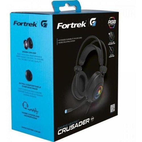 Headset Gamer Rgb Crusader Preto Fortrek