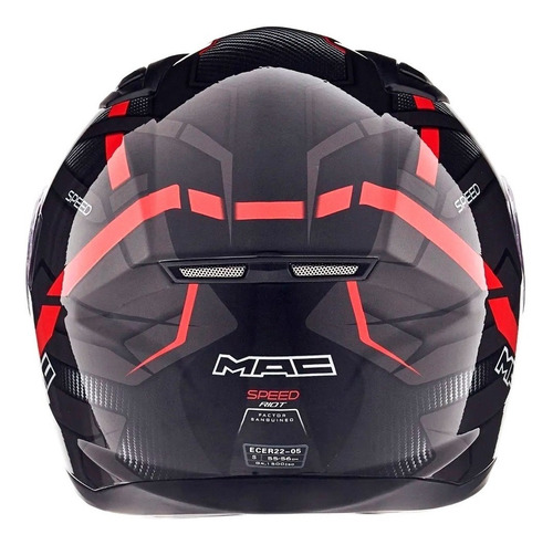 Imagen 5 de 9 de Casco Integral Mac Speed Riot Black Grey Red Ryd