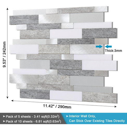 Azulejos Adhesivos Impermeables Para Cocina Y Baño Gris Rúst