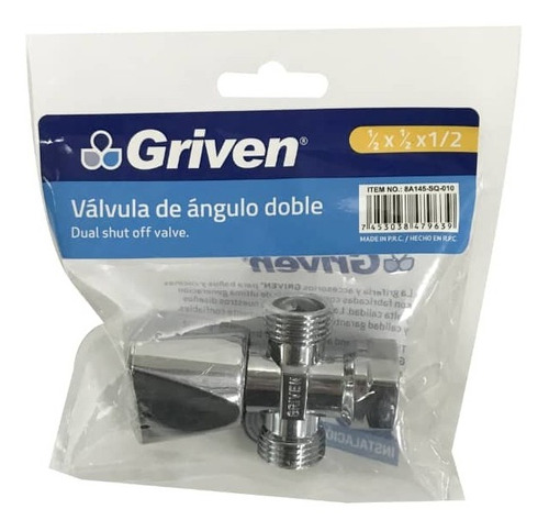 Llave Arresto Doble 1/2 X 1/2 Metálica Griven