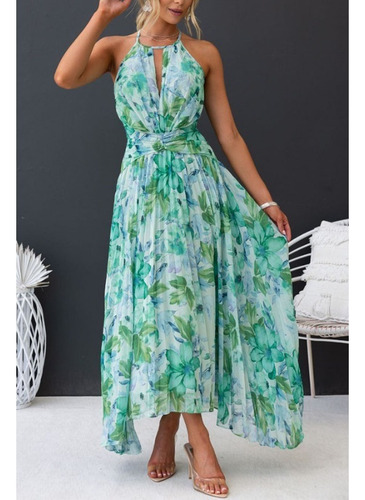 Vestido Delgado Sexy Sin Mangas Con Cuello En V Para Mujer