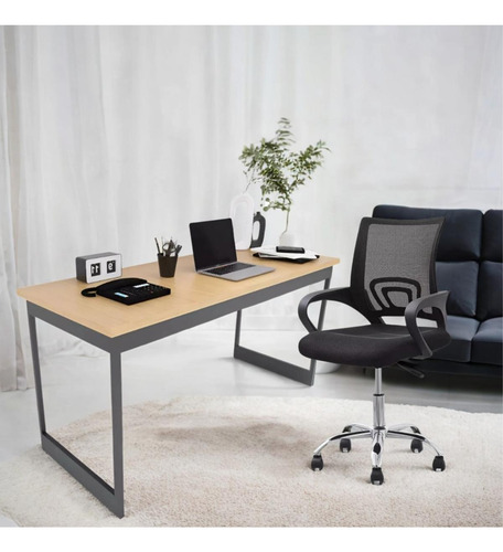 Kit Mesa Escritório Industrial 150x60 Cadeira Mesh Cromada