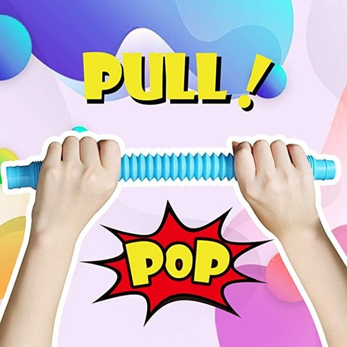 Imagen 5 de 7 de Tubo Pop It Plegable Antiestrés Sensorial Estirable 12pzs