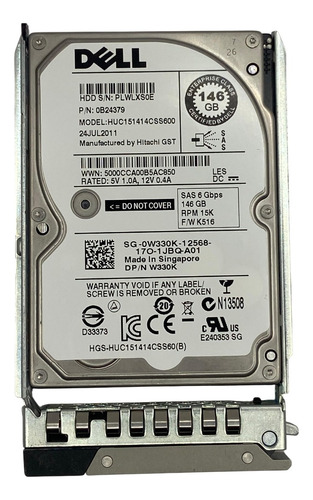 Hd Dell 146gb 15k 2,5 Sas 6gbps W330k 0w330k @ Cinza