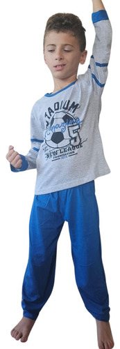 Pijama De Nene Niño Manga Larga Futbol Invierno Algodón