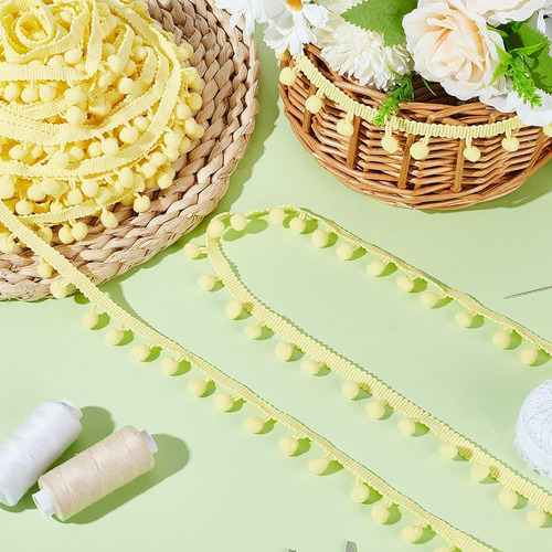 Ph Pandahall 20 Yardas/18,3 M Pom Pom Trim Yellow Fringe Bal