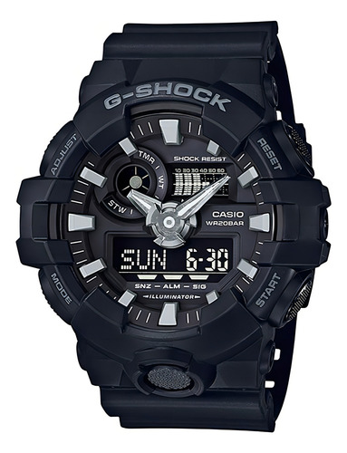 Relógio masculino Casio G-shock GA-700-1b Mesh Black Bezel Black Background