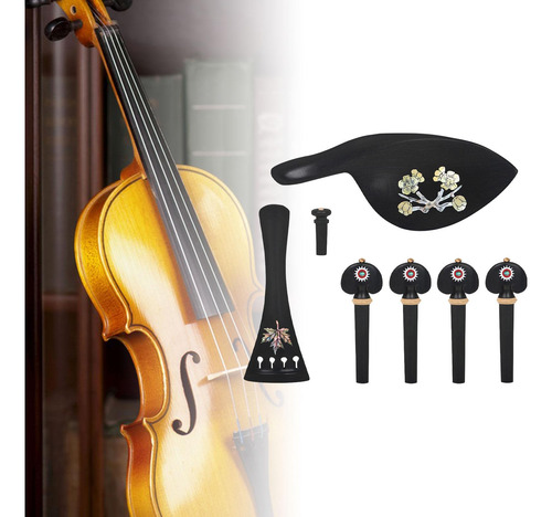 Piezas De Violín De Ébano Con 4 Clavijas De Arce