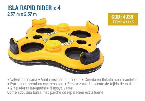 Sillon Inflable Bestway Isla Rapid Rider Pileta 4 Personas