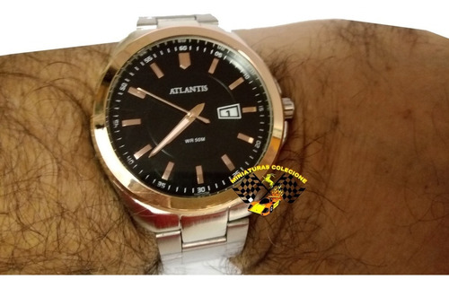 Relógio Masculino Atlantis G3197 Pulseira Aço Prata