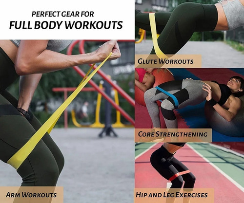 Ligas Resistencia Kit 5 Bandas Ejercicio Pierna Gluteos