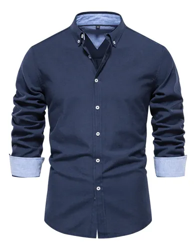 comprar Camisas Hombre Casual Manga Larga Lino Con Cuello Tipo Polo