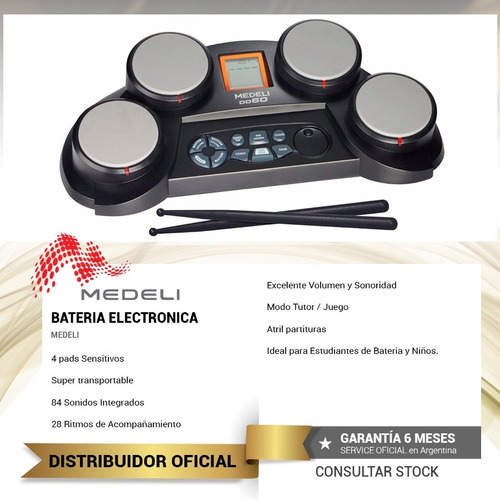 Imagen 2 de 4 de Bateria Electronica Dd60 4 Pads Ritmos + Aprendizaje Y Juego