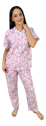 Pijama Star West Mujer Pantalón Algodón Bolsa Frontal Floral