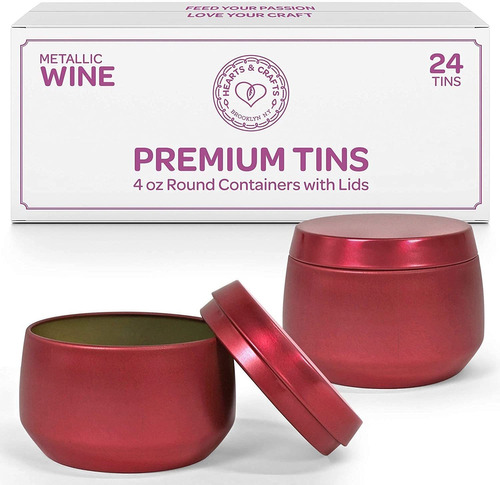 Latas Vino Rojo Para Velas De 4 Oz Con Tapas Pack 24u.