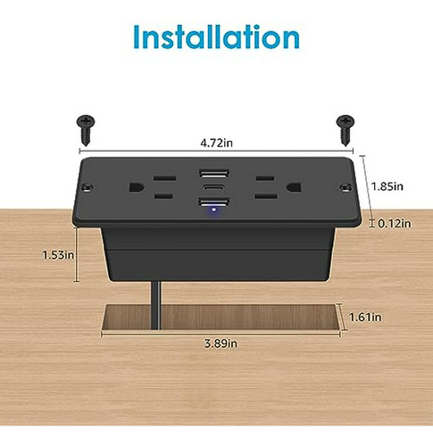 Regleta Empotrable Hhsoet 5 En 1 Con Carga Rápida Y Usb-c, C