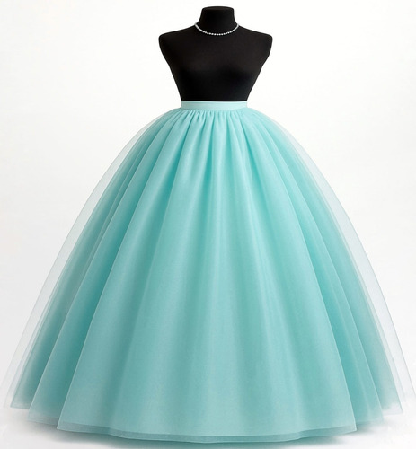 Vestidos Cherry Line: Falda Larga + Enagua 6 Aros C/ Faldón