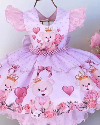 Vestido Ursinha Princesa Ursa Releza Luxo coroa