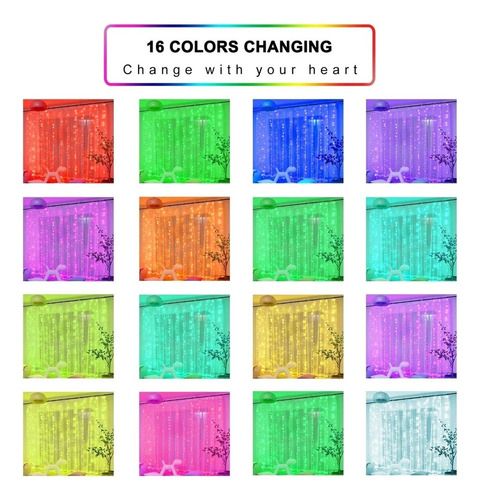 Nuevo 3x3m 16 Colores Led Luces De Hadas Guirnalda Luces De