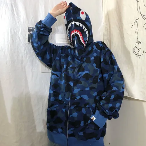 Chaqueta Unisex Con Capucha Holgada En Forma De Tiburón Para