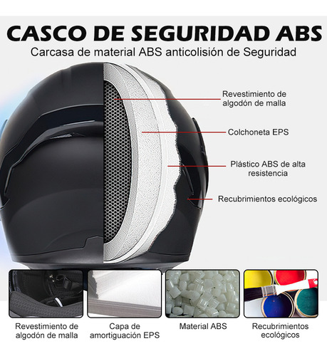 Echoarmor Casco Abatibles Para Moto Con Gafas Internas Dot Certificado, Casco Integral Abatible Para Motocicleta, Cascos Para Con Doble Visera 991 Negro Xl61-62