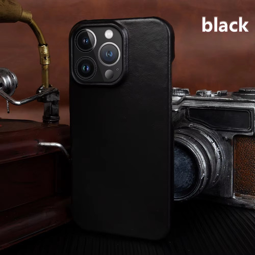 Funda De Cuero Genuino Magsafe Iphone 15 Pro Max Negro Black