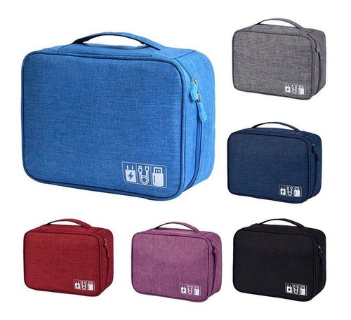 Imagen 3 de 7 de Organizador Viaje Bolso Premium Cables Cargador Electrónica Con Velcro