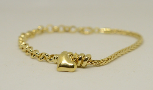 Pulseira Palmeira Portuguesa Ouro 18k 750 Coração