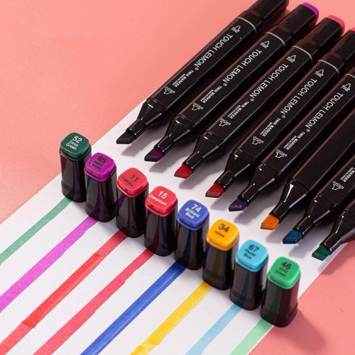 Kit Pintura Livro Colorir Bobbie Goods + 24 Canetinhas Ponta Dupla Marcador Touch Marker
