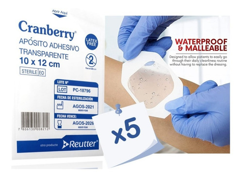 Apósito Transparente Cranberry 10x12 Cm Pack 5