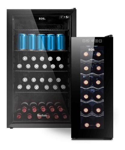 Kit Happy Hour Eos C/ Cervejeira 98l E Adega 12g Cor Preto