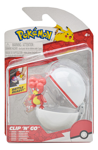 Pokemon Clip N Go Magby Con Honor Ball 4cm Jazwares