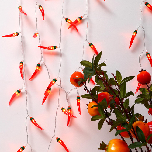 Guirnalda De Luces Chili De 5 M, 50 Led, Con Forma De Pimien