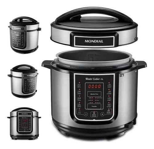 Panela Elétrica Mondial Pe-38 Inox 900w Digital 110v Inox E Preto 60hz