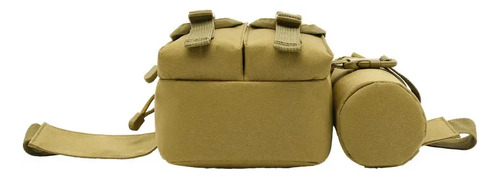 Riñonera Pesca Camping Impermable Con Porta Botella Color Marrón Claro Diseño De La Tela Lisa