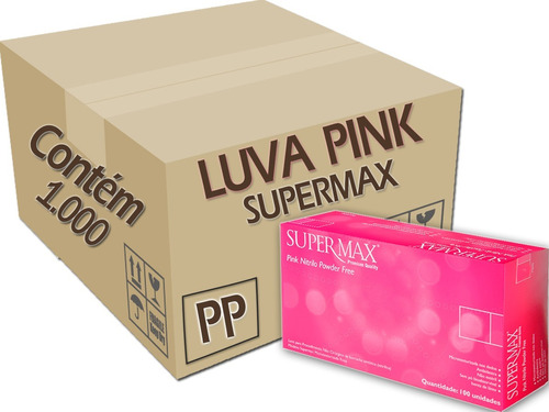 Luva Procedimento Nitrílica Rosa Pink C/1.000 Supermax Nfe