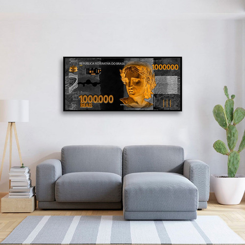 Placa Decorativa Nota 1 Milhão De Reais 25x60cm Em Mdf Jh