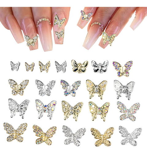 Colgantes Para Uñas Furimuk 3d Con Forma De Mariposa Y Crist