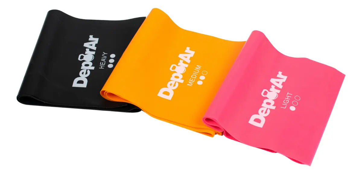 Bandas Elasticas Abierta Pack X 3 Tensiones Pilates Yoga Color Kit X 3