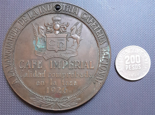 Medalla En Bronce De Cafe Imperial De Venzuela, Año 1926