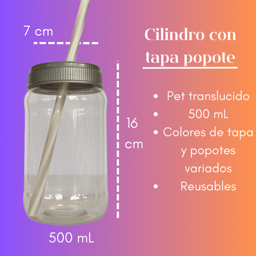 100 Vasos De Fiesta Con Tapa Popote Cilindro 500 Ml Reusable Lila