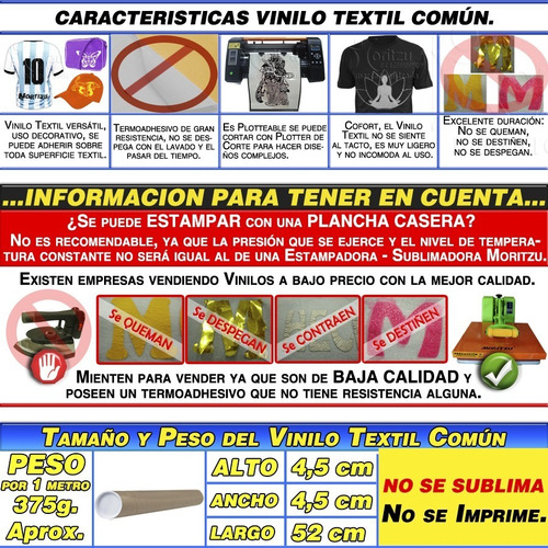 Imagen 4 de 7 de Vinilo Termotransferible Textil Premium 1x0.50mts. Moritzu