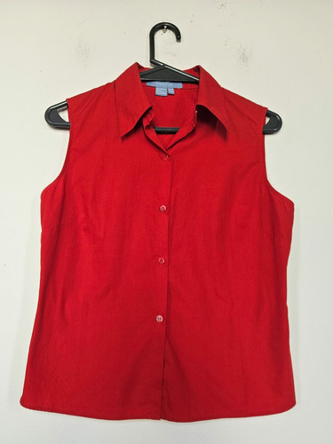 Camisa Zara Roja Clásica Sin Mangas Talle M Elegante 