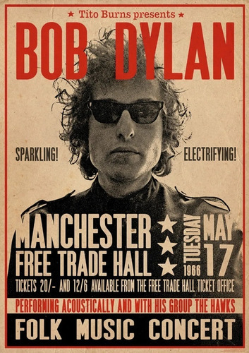Poster Retrô - Cartaz Bob Dylan 1966 -- 30x42cm Plastificado