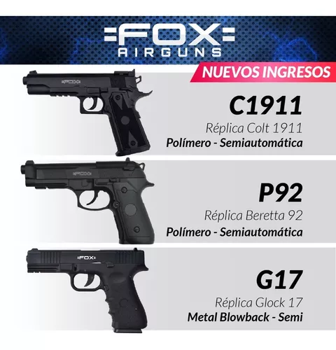 Pistola Aire Comprimido Glock 17 Blowback Garrafas Balines