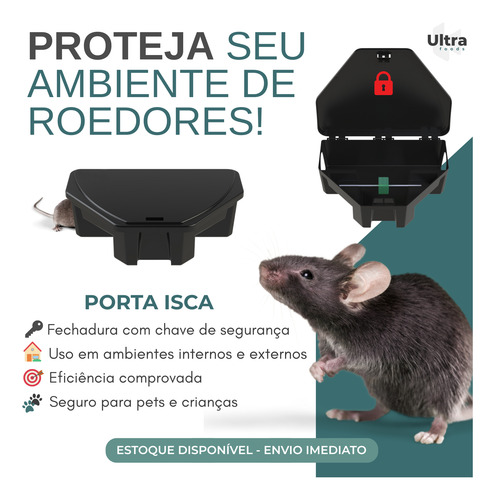 20 Armadilhas Porta Isca Chave Camundongo Ratoeira Pega Rato